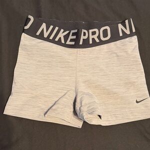 Nike Women's Light Gray Pro Athletic Shorts